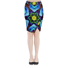 Abstract Kaleidoscope Digital Midi Wrap Pencil Skirt