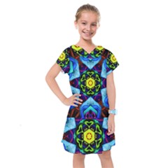 Abstract Kaleidoscope Digital Kids  Drop Waist Dress