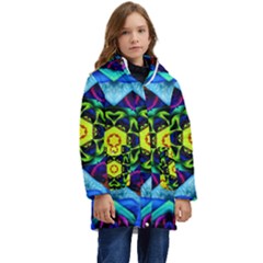 Abstract Kaleidoscope Digital Kid s Hooded Longline Puffer Jacket by Jancukart