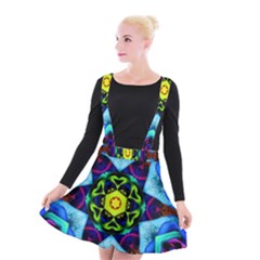 Abstract Kaleidoscope Digital Suspender Skater Skirt