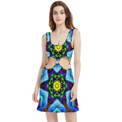 Abstract Kaleidoscope Digital Velour Cutout Dress