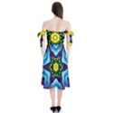 Abstract Kaleidoscope Digital Shoulder Tie Bardot Midi Dress View2