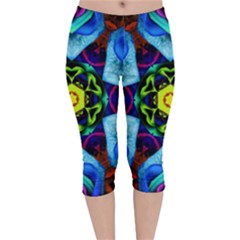 Abstract Kaleidoscope Digital Velvet Capri Leggings 