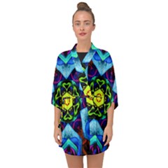 Abstract Kaleidoscope Digital Half Sleeve Chiffon Kimono