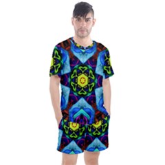 Abstract Kaleidoscope Digital Men s Mesh Tee And Shorts Set