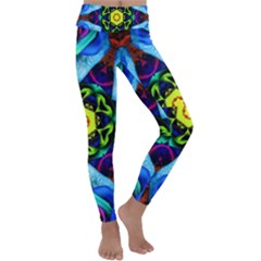 Abstract Kaleidoscope Digital Kids  Lightweight Velour Classic Yoga Leggings