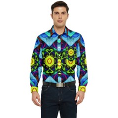 Abstract Kaleidoscope Digital Men s Long Sleeve Pocket Shirt 