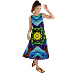 Abstract Kaleidoscope Digital Summer Maxi Dress by Jancukart