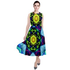 Abstract Kaleidoscope Digital Round Neck Boho Dress by Jancukart