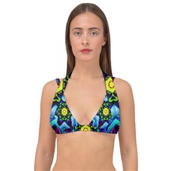 Abstract Kaleidoscope Digital Double Strap Halter Bikini Top by Jancukart