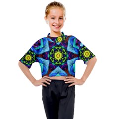 Abstract Kaleidoscope Digital Kids Mock Neck Tee