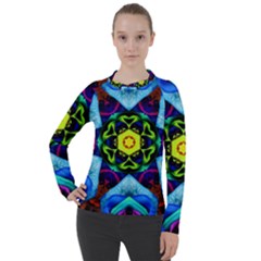 Abstract Kaleidoscope Digital Women s Pique Long Sleeve Tee