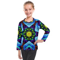 Abstract Kaleidoscope Digital Kids  Long Mesh Tee