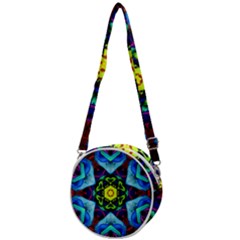 Abstract Kaleidoscope Digital Crossbody Circle Bag