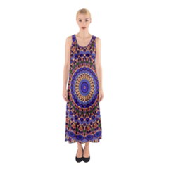 Mandala Kaleidoscope Background Sleeveless Maxi Dress