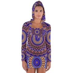 Mandala Kaleidoscope Background Long Sleeve Hooded T-shirt