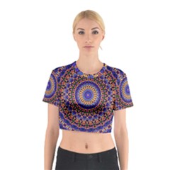 Mandala Kaleidoscope Background Cotton Crop Top by Jancukart