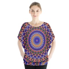 Mandala Kaleidoscope Background Batwing Chiffon Blouse