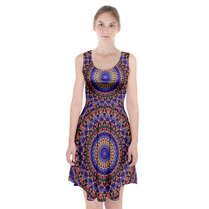 Mandala Kaleidoscope Background Racerback Midi Dress