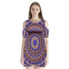 Mandala Kaleidoscope Background Shoulder Cutout Velvet One Piece