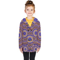 Mandala Kaleidoscope Background Kids  Double Breasted Button Coat by Jancukart