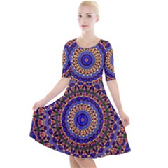 Mandala Kaleidoscope Background Quarter Sleeve A-line Dress