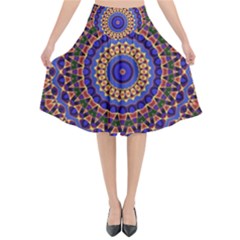 Mandala Kaleidoscope Background Flared Midi Skirt