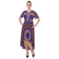 Mandala Kaleidoscope Background Front Wrap High Low Dress