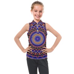 Mandala Kaleidoscope Background Kids  Sleeveless Polo Tee