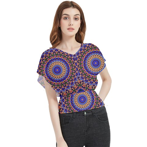 Mandala Kaleidoscope Background Butterfly Chiffon Blouse by Jancukart