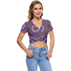 Mandala Kaleidoscope Background Short Sleeve Foldover Tee