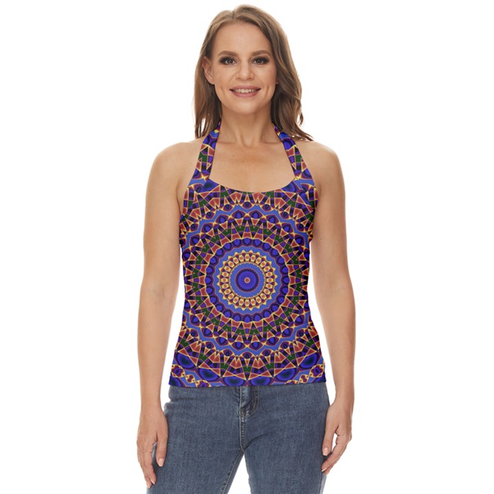 Mandala Kaleidoscope Background Basic Halter Top