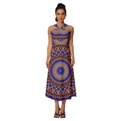 Mandala Kaleidoscope Background Sleeveless Cross Front Cocktail Midi Chiffon Dress by Jancukart