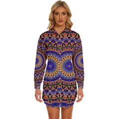 Mandala Kaleidoscope Background Womens Long Sleeve Shirt Dress