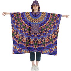 Mandala Kaleidoscope Background Women s Hooded Rain Ponchos