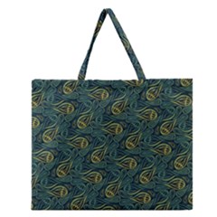 Pattern Abstract Green Texture Zipper Large Tote Bag