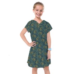 Pattern Abstract Green Texture Kids  Drop Waist Dress