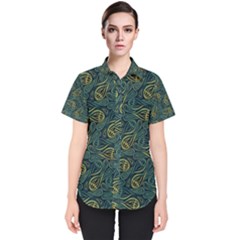 Pattern Abstract Green Texture Women s Short Sleeve Shirt