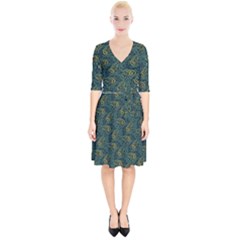 Pattern Abstract Green Texture Wrap Up Cocktail Dress