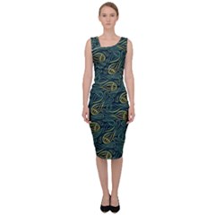 Pattern Abstract Green Texture Sleeveless Pencil Dress