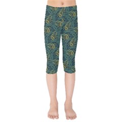 Pattern Abstract Green Texture Kids  Capri Leggings 