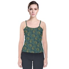 Pattern Abstract Green Texture Velvet Spaghetti Strap Top