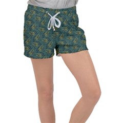 Pattern Abstract Green Texture Women s Velour Lounge Shorts