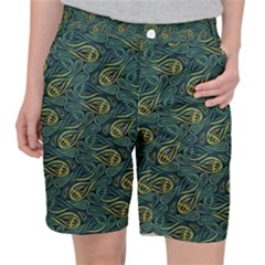 Pattern Abstract Green Texture Women s Pocket Shorts