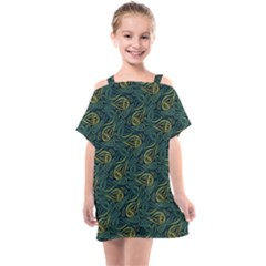 Pattern Abstract Green Texture Kids  One Piece Chiffon Dress by Jancukart