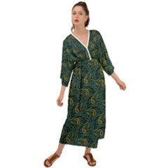 Pattern Abstract Green Texture Grecian Style  Maxi Dress