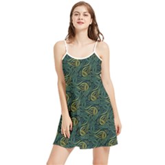 Pattern Abstract Green Texture Summer Frill Dress