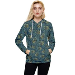 Pattern Abstract Green Texture Women s Lightweight Drawstring Hoodie