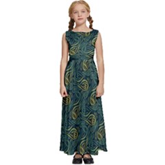 Pattern Abstract Green Texture Kids  Satin Sleeveless Maxi Dress