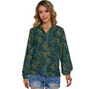 Pattern Abstract Green Texture Women s Long Sleeve Button Down Shirt View1